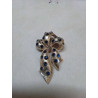 BROCHE VINTAGE EN FORME DE NŒUD AVEC DES STRASS BLEUS