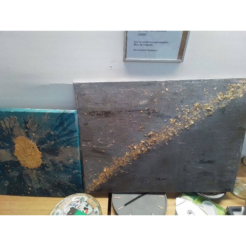 TOILE MODERNE FEUILLES D\'OR 