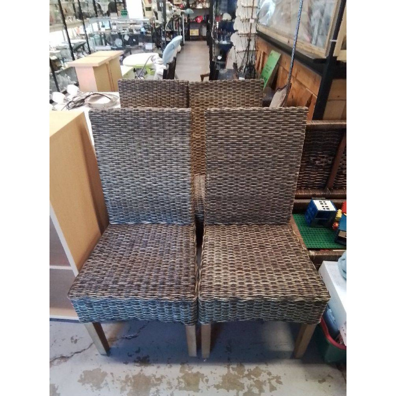 LOT DE 4 CHAISES ROTIN