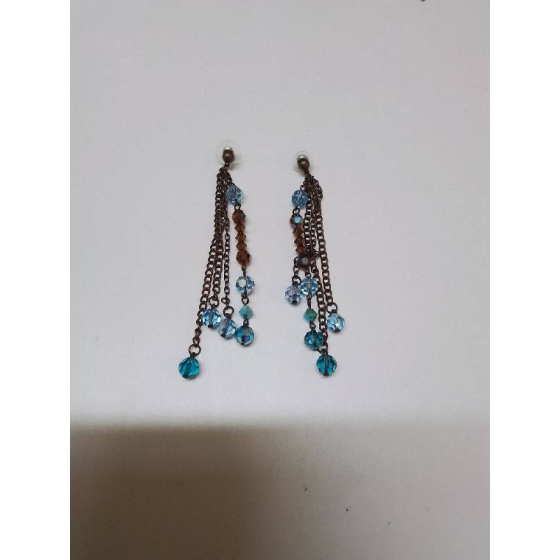PAIRE DE BOUCLES D’OREILLE PERLES BLEUES