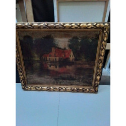 HUILE SUR TOILE MAISON AU...