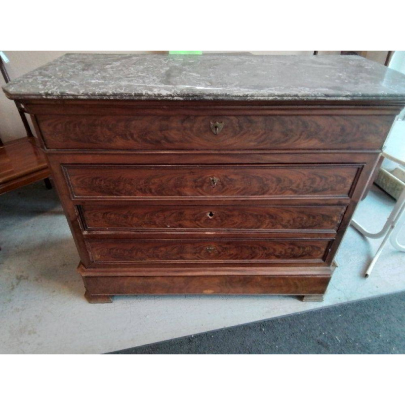 COMMODE ANCIENNE DESSUS MARBRE EN L’ÉTAT