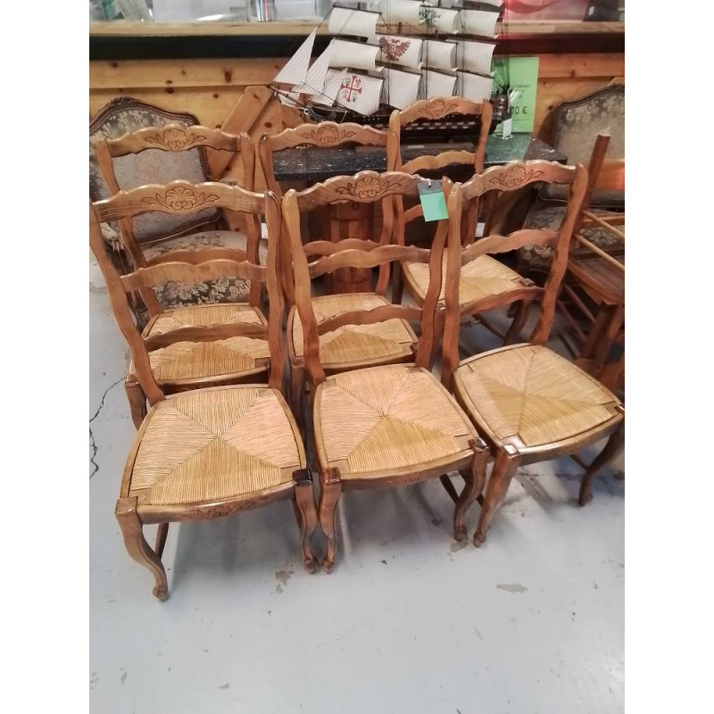 LOT DE 6 CHAISES ASSISES PAILLÉES 