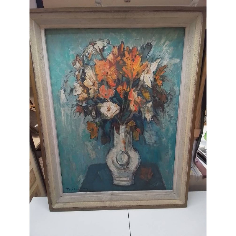 HUILE SUR PANNEAU NATURE MORTE SIGNEE THILMANY