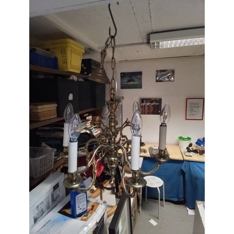 LUSTRE 6 FEUX LAITON