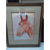 CADRE AQUARELLE SIGNÉE CHEVAL 