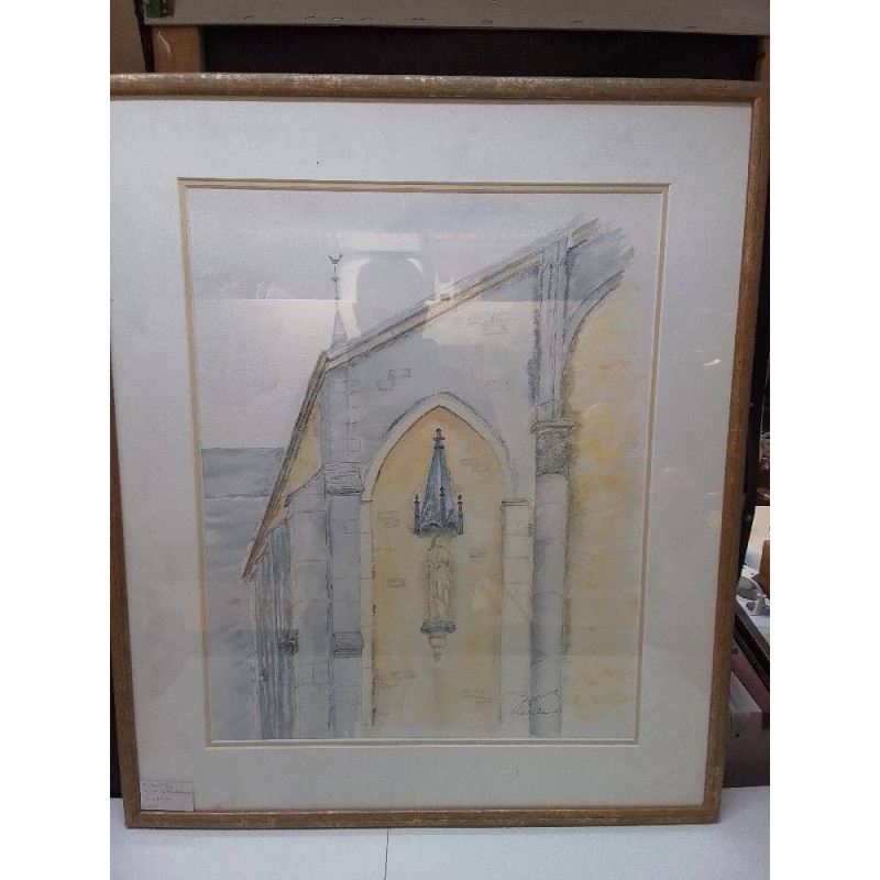 AQUARELLE SIGNÉE BOVEUX EGLISE LUXEMBOURGEOISE 