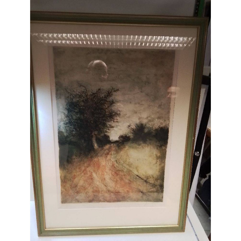 LITHOGRAPHIE ANCIENNE CHEMIN DE FORÊT