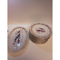 SERVICE A POISSON PORCELAINE 