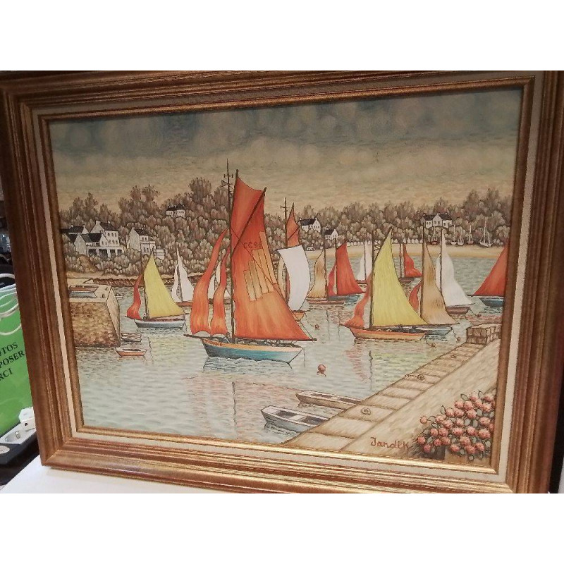 HUILE SUR TOILE JANDIK PORT DE MANECK 