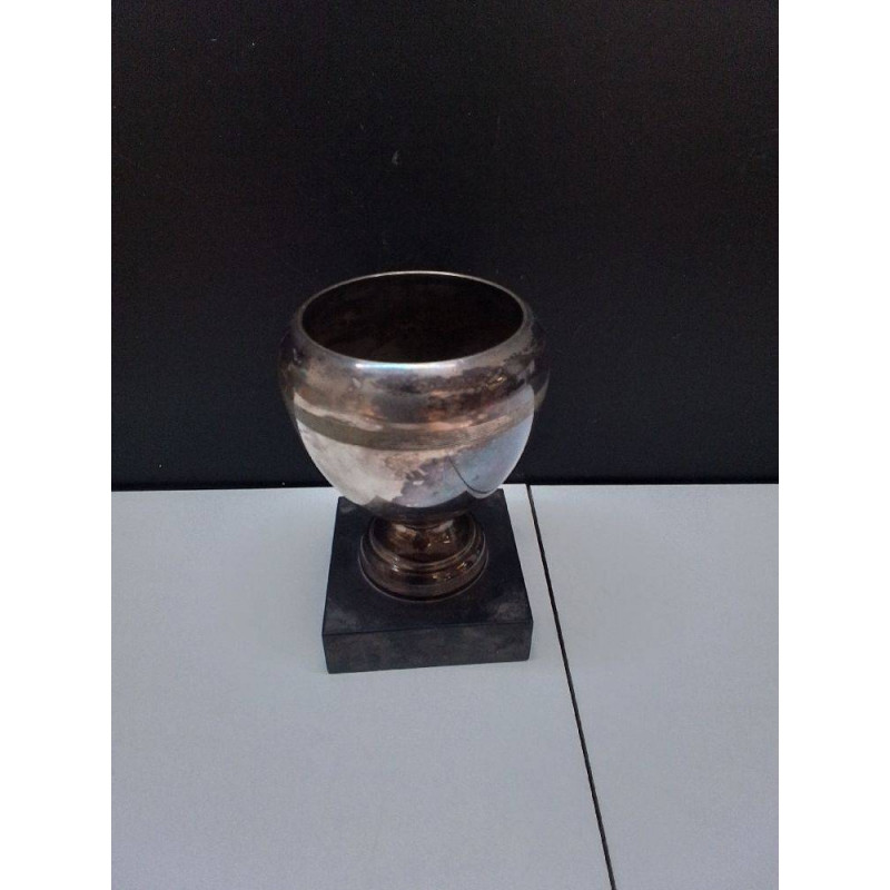 COUPE METAL ARGENTÉ PIED MARBRE LA PIECE 