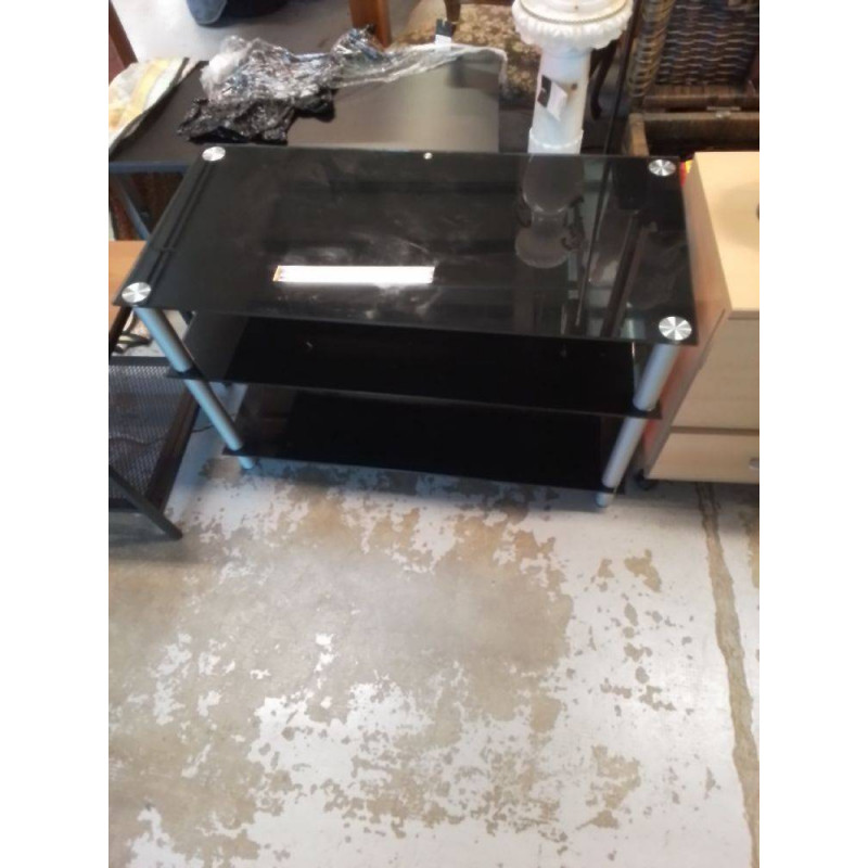 MEUBLE TV VERRE NOIR 