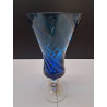 VASE EN VERRE D\'ART À SPIRALE BLEU COBALT