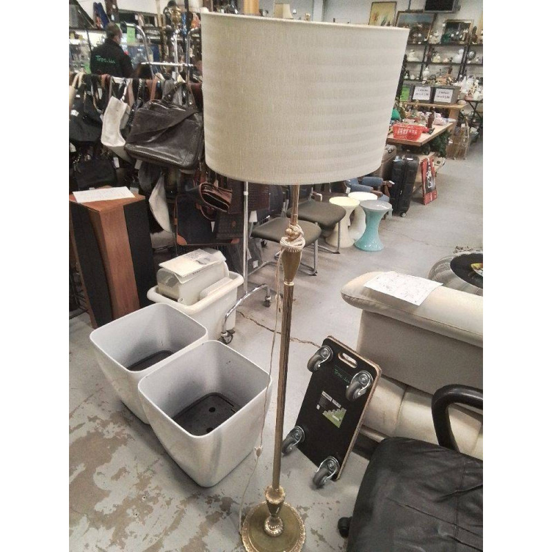 LAMPADAIRE METAL DORÉ ET ONYX 