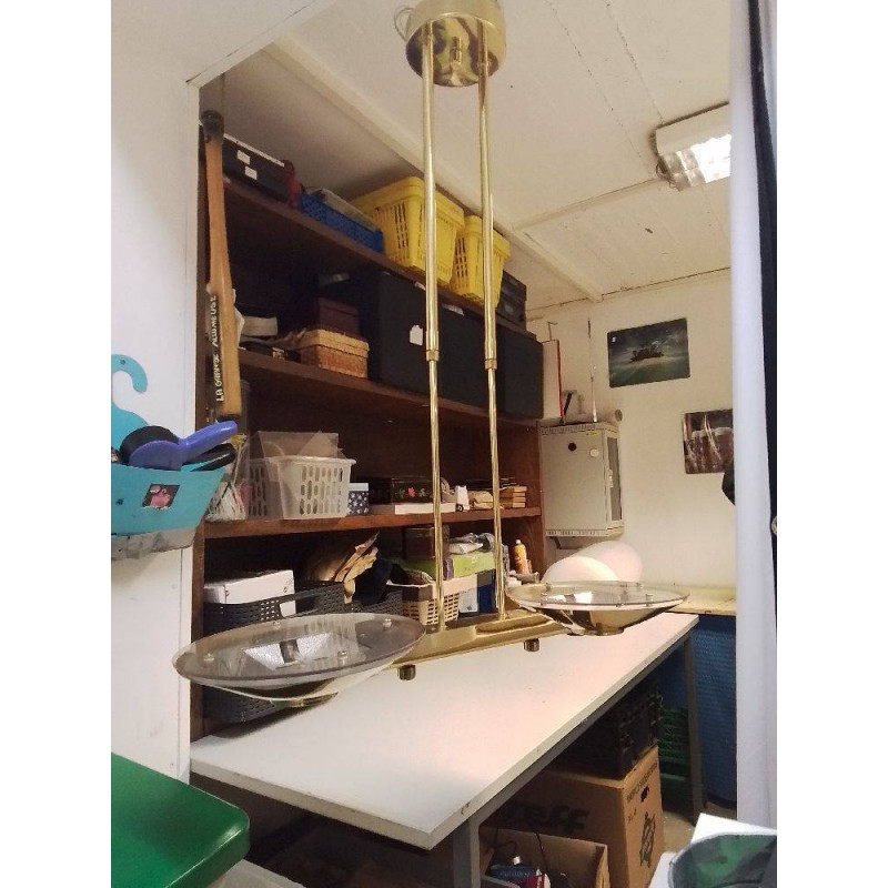 SUSPENSION METAL DORÉ 2 FEUX 