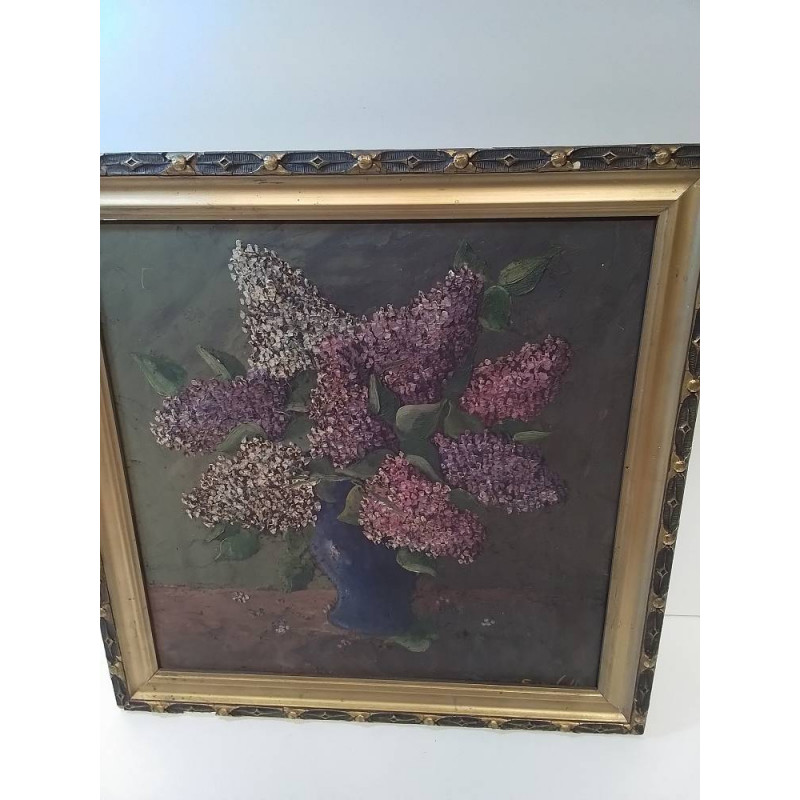 HUILE SUR PANNEAU NATURE MORTE 