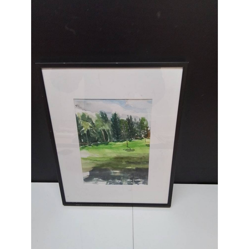 AQUARELLE VUE SAPINS PM