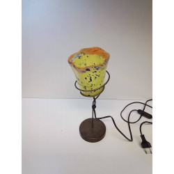 LAMPE METAL ET VERRE COLORE...
