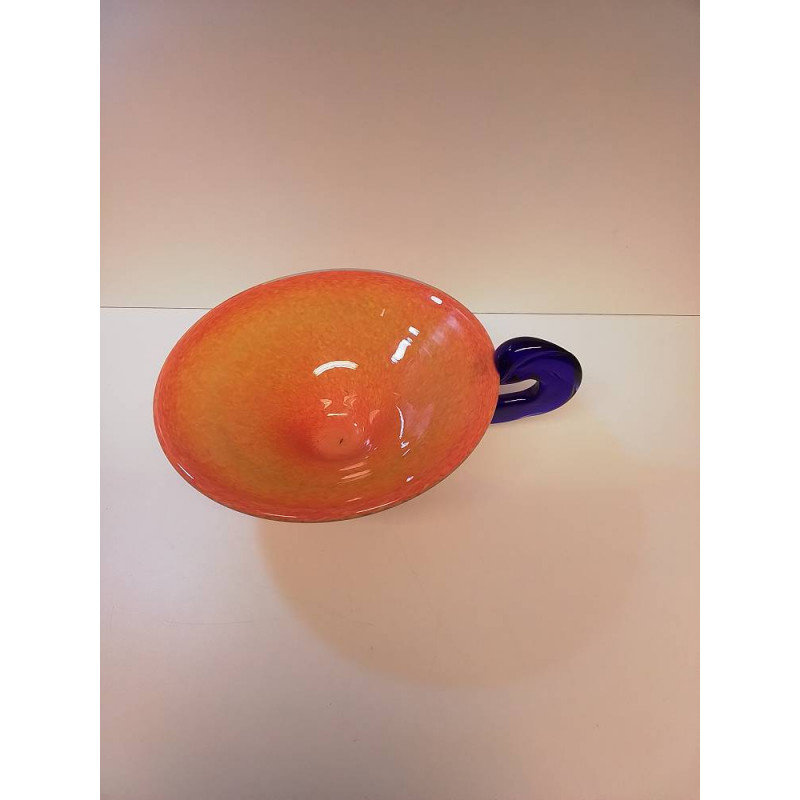 COUPE EN VERRE ORANGE ET BLEU 