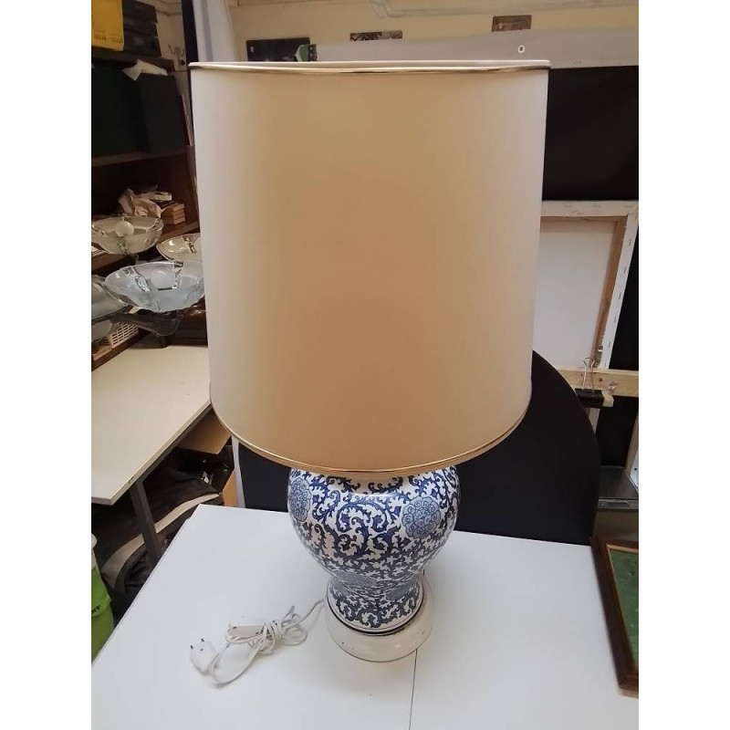 LAMPE A POSER CERAMIQUE BLEU ET BLANCHE