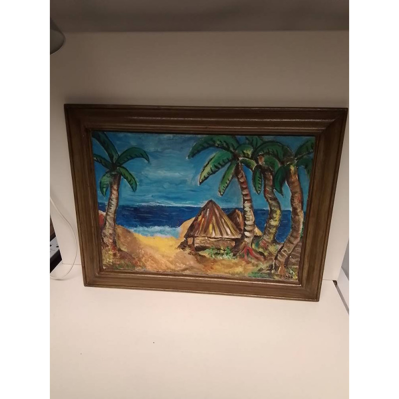 HUILE SUR PANNEAU BORD DE MER