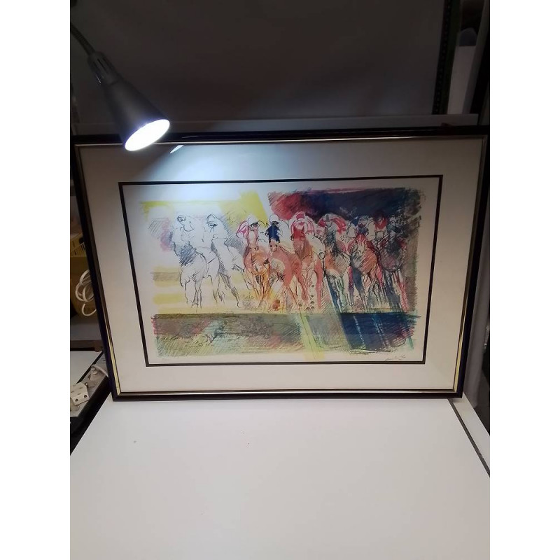 LITHOGRAPHIE LA COURSE DE CHEVAUX PAUL AMBILLE
