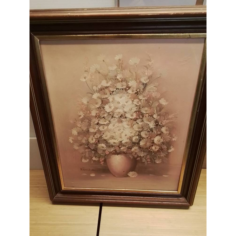 HUILE SUR TOILE BOUQUET TONS ROSES