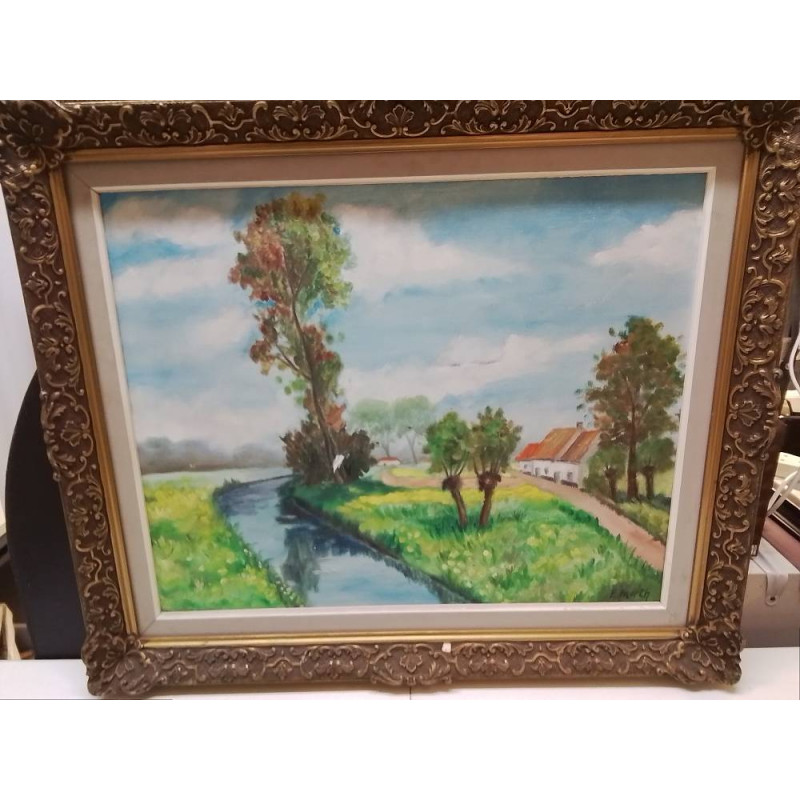 HUILE SUR TOILE RIVIERE SIGNÉE 