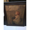 REPRODUCTION ANCIENNE JEUNE FILLE SUR UN BANC