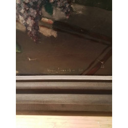 HUILE SUR TOILE LILAS SIGNÉE 