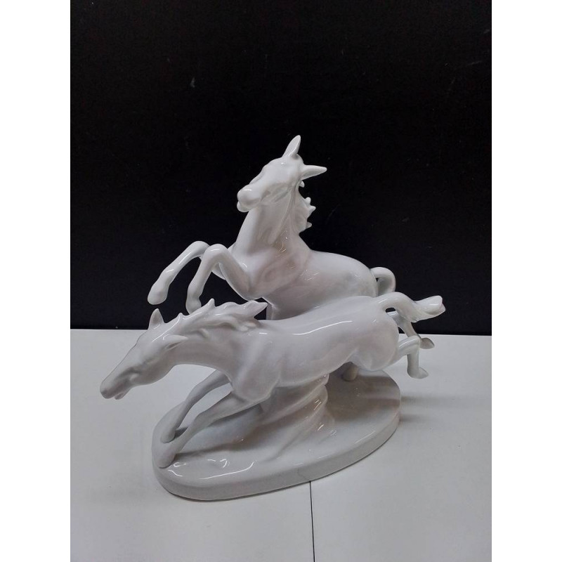 DÉCORATION PORCELAINE CHEVAUX 