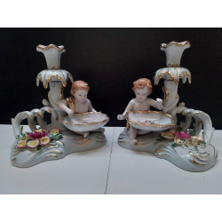 PAIRE DE CHANDELIERS MEISSEN 