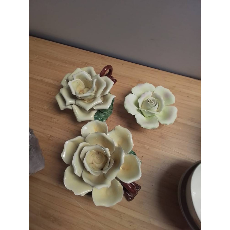 LOT DE FLEURS CÉRAMIQUE 