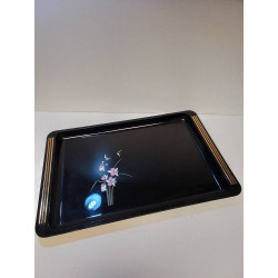 PLATEAU NOIR A INCRUSTATIONS