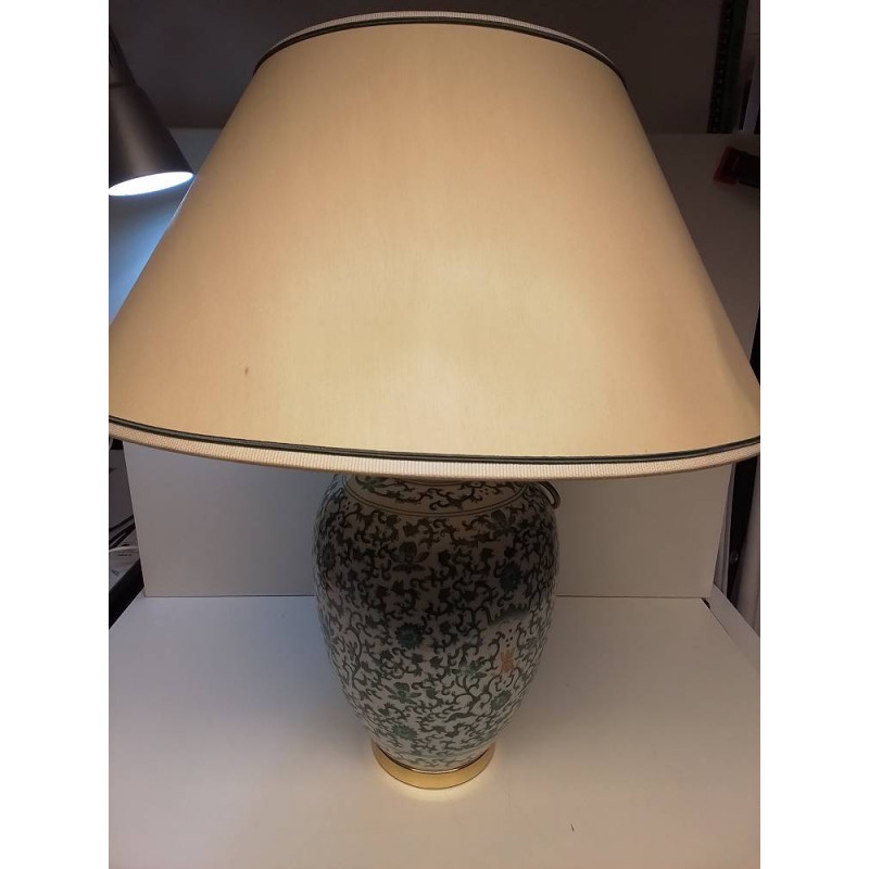 LAMPE A POSER MOTIF VERT STYLE ASIATIQUE 