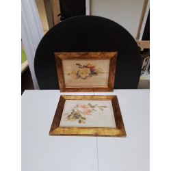 CADRE MOTIF FLEURS BORD DORE 