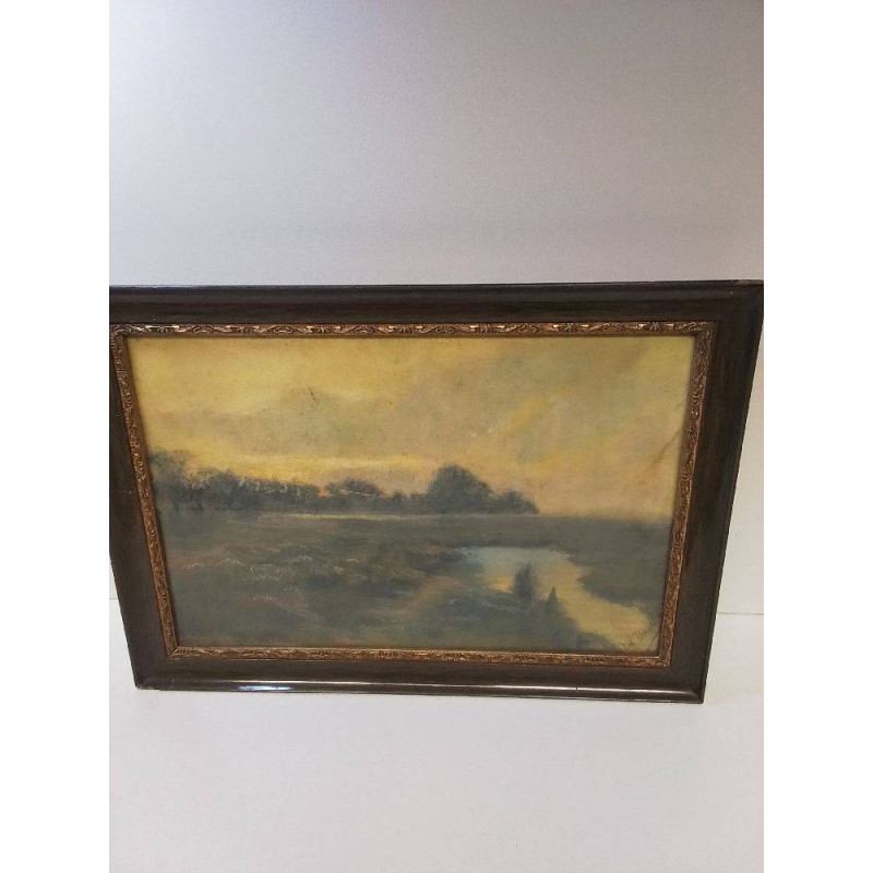 TABLEAU SIGNÉ VUE CAMPAGNE 