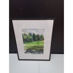 AQUARELLE VUE SAPINS PM