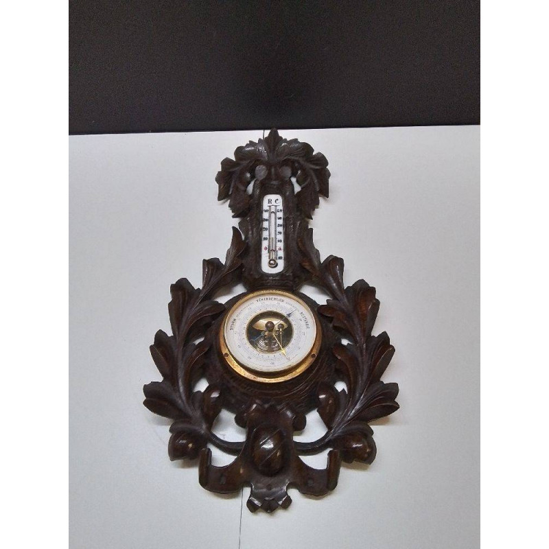 BAROMETRE EN BOIS SCULPTÉ ANCIEN