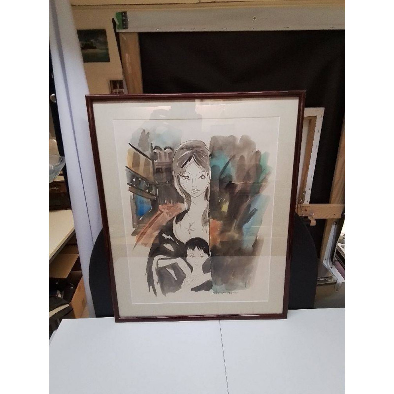 AQUARELLE FREDERICO DAME ET L’ENFANT