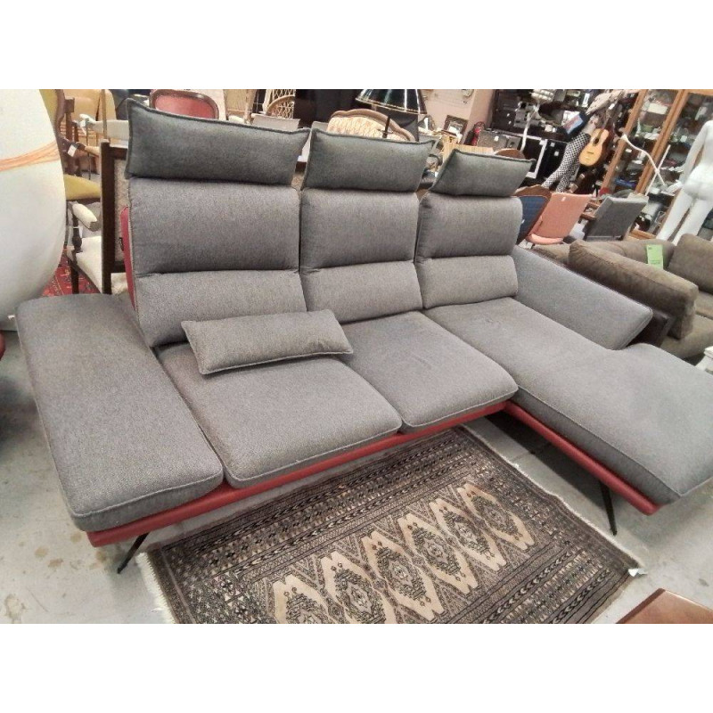 CANAPÉ D’ANGLE ROUGE GRIS MAISON XXL