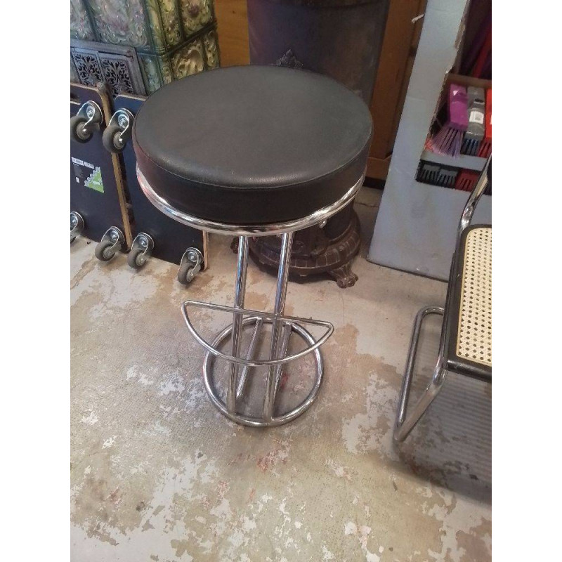 TABOURET DE BAR NOIR ET CHROME 