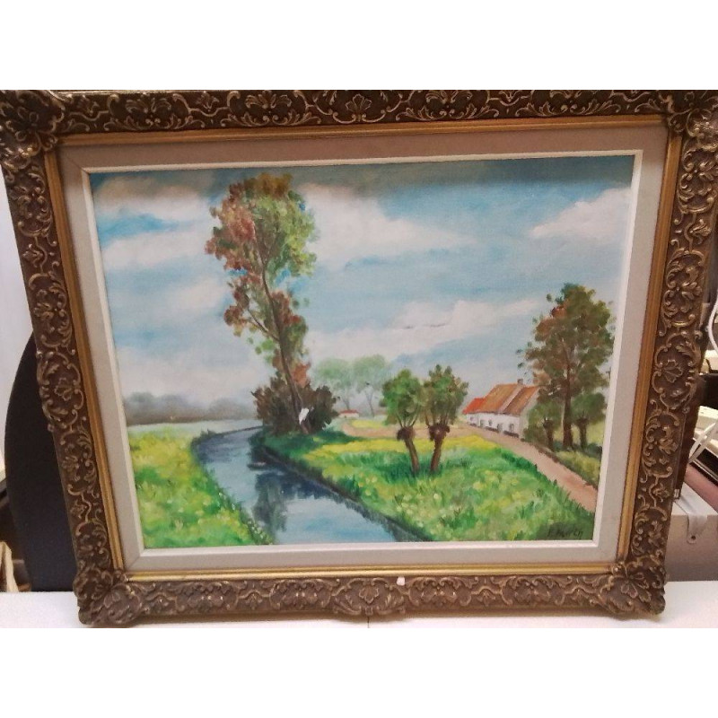 HUILE SUR TOILE RIVIERE SIGNÉE 