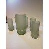 CARAFE ET CINQ VERRES EN VERRE DÉPOLI