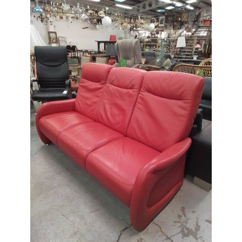 CANAPÉ CUIR ROUGE 3 PLACES 