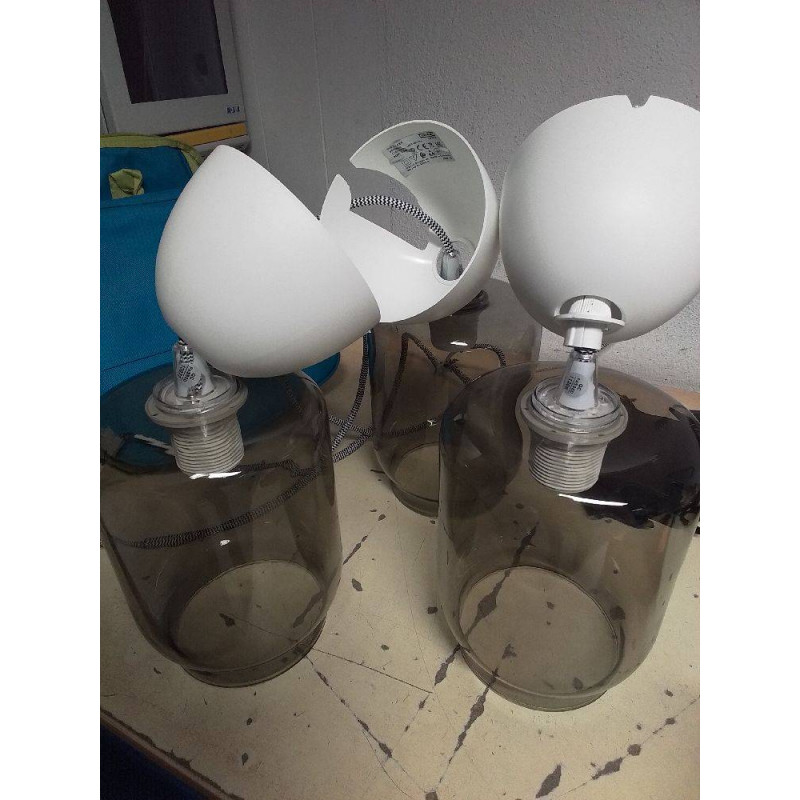 SUSPENSION IKEA VERRE FUMÉ 