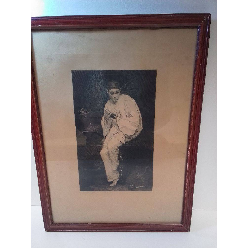 LITHOGRAPHIE ENCADRÉE REPRÉSENTANT PIERROT