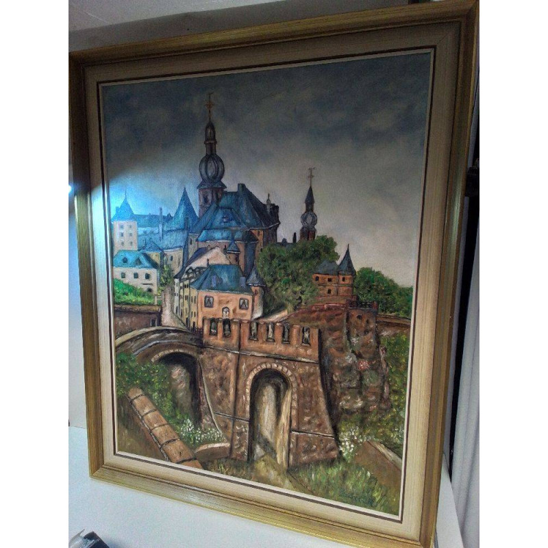 HUILE SUR TOILE VUE GROUND CATHÉDRALE 