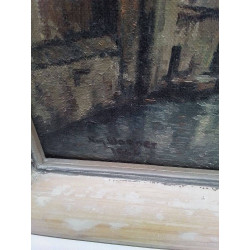 PEINTURE VUE DU QUARTIER DU GRUND VERS LA VILLE HAUTE SIGNÉE WAGNER 