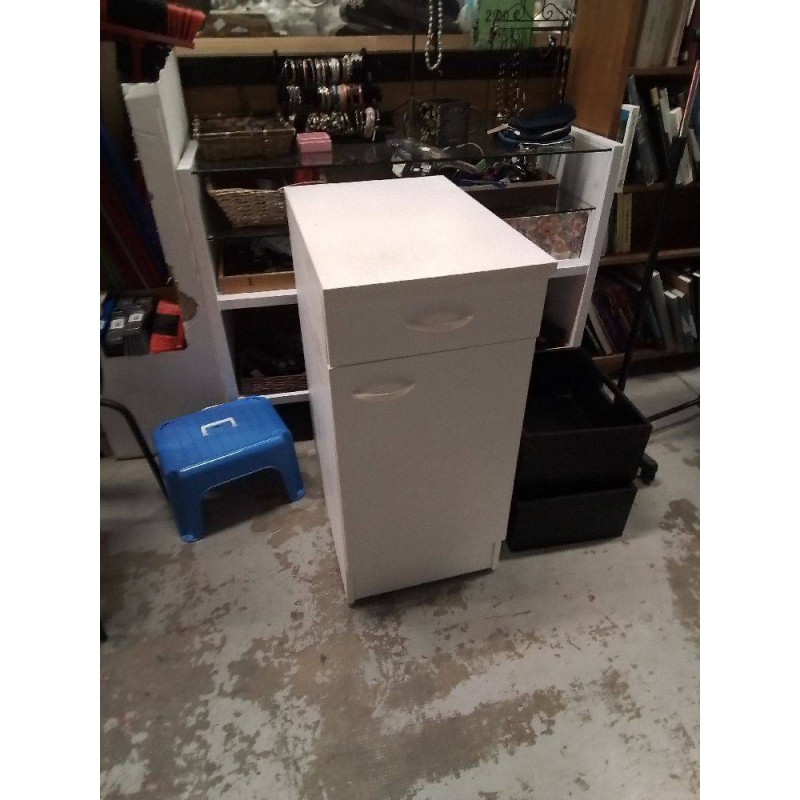 MEUBLE D’APPOINT BLANC 1 PORTE 1 TIROIR